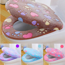 Load image into Gallery viewer, Thick Coral velvet luxury toilet Seat Cover Set soft Warm  One / Two-piece toilet Case Waterproof Bathroom WC Cover
