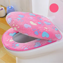 Load image into Gallery viewer, Thick Coral velvet luxury toilet Seat Cover Set soft Warm  One / Two-piece toilet Case Waterproof Bathroom WC Cover
